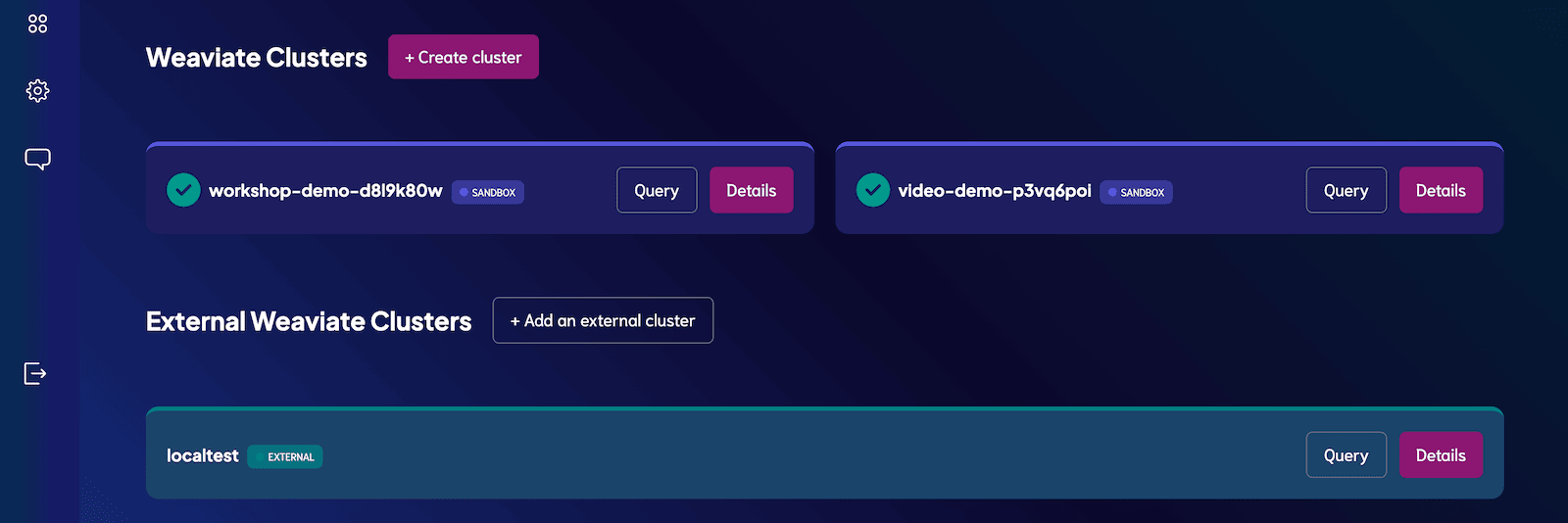 Weaviate云服务控制台